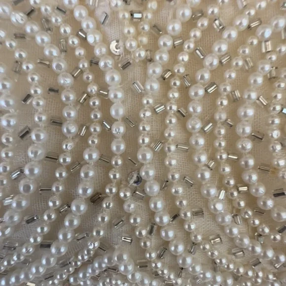 Vintage Handmade Strapless Cream Hand Beaded and pearled corset top and skirt - Picture 12 of 12